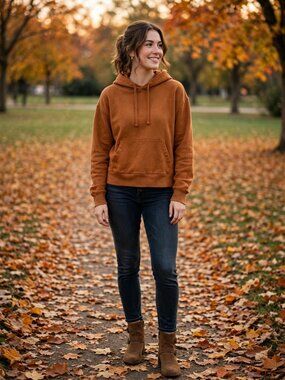 Everlane Hoodie M Amber Rust Pullover Kangaroo Pocket Cozy Fall Sweatshirt